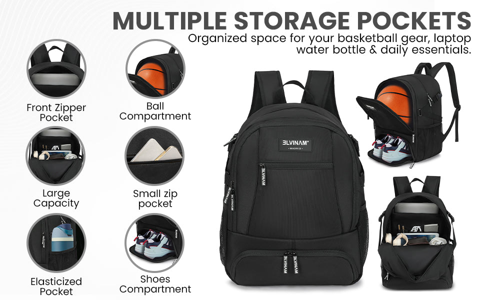 ELVINAM® Large Basketball Backpack