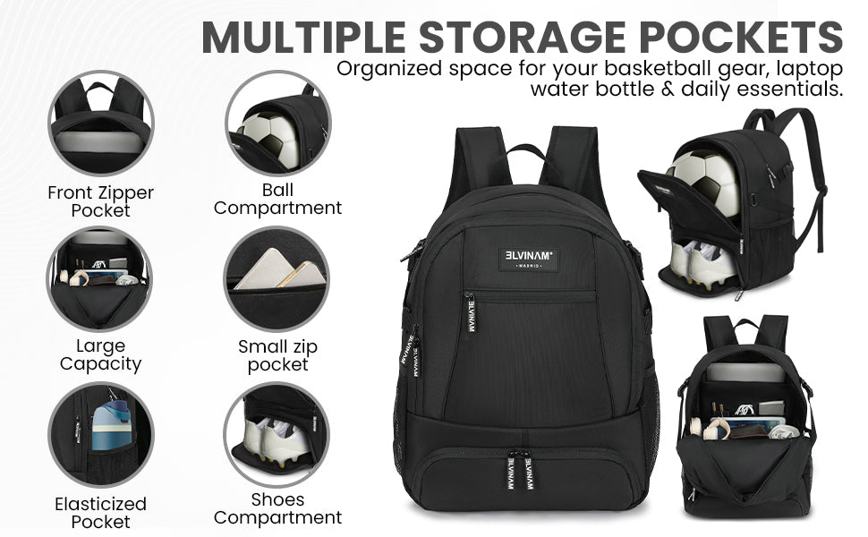 ELVINAM® Large Soccer Backpack