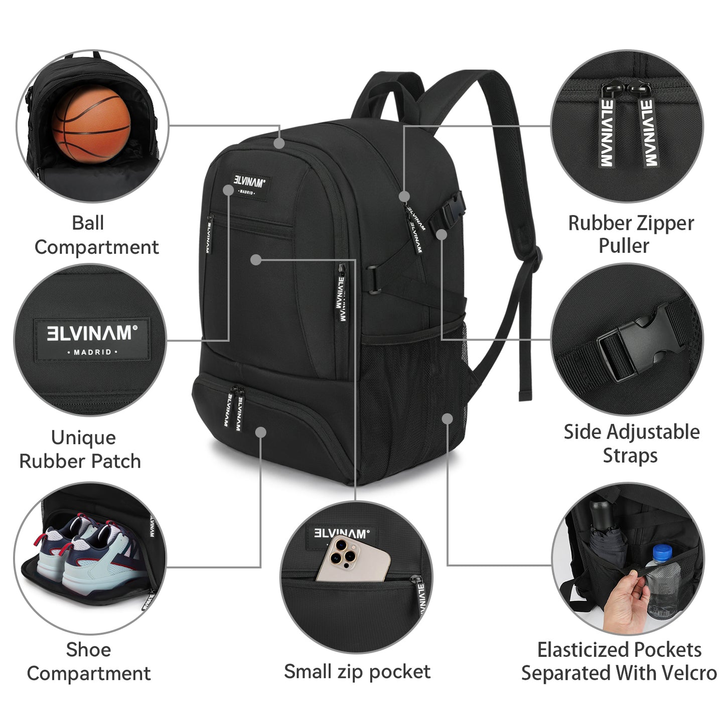 ELVINAM® Large Basketball Backpack