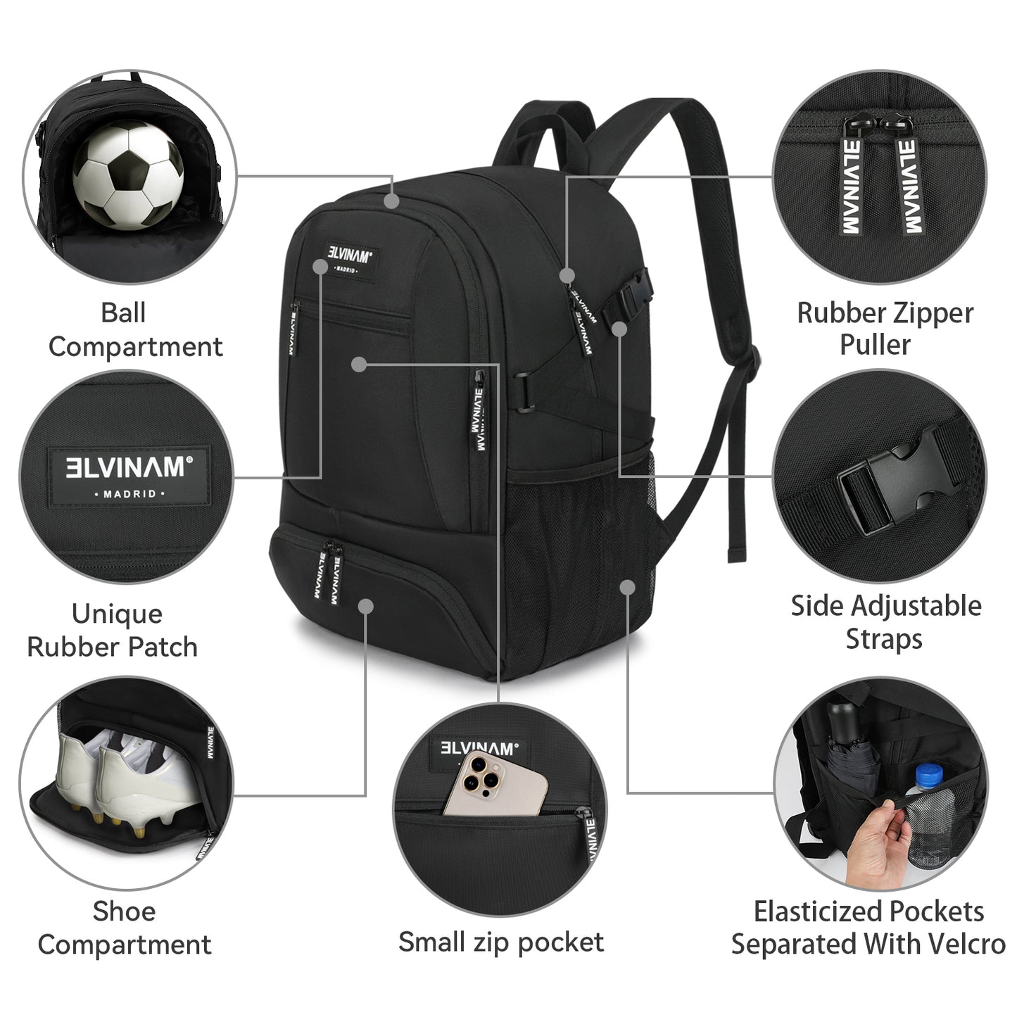 ELVINAM® Large Soccer Backpack