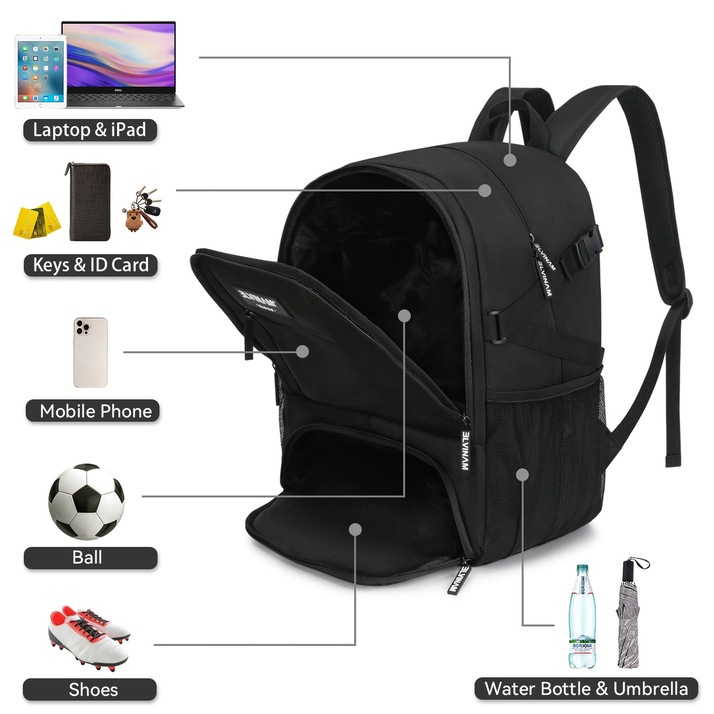 ELVINAM® Large Soccer Backpack