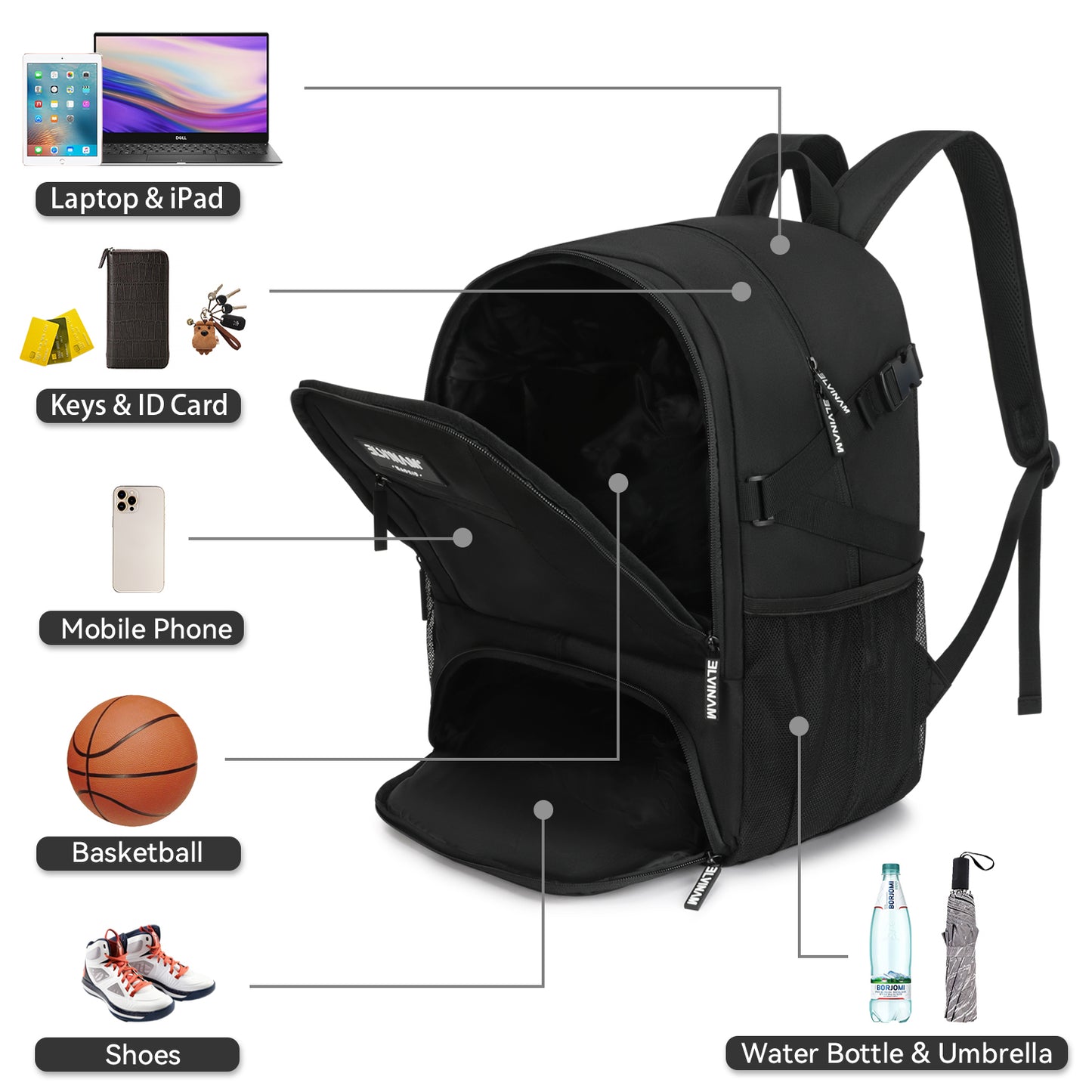ELVINAM® Large Basketball Backpack