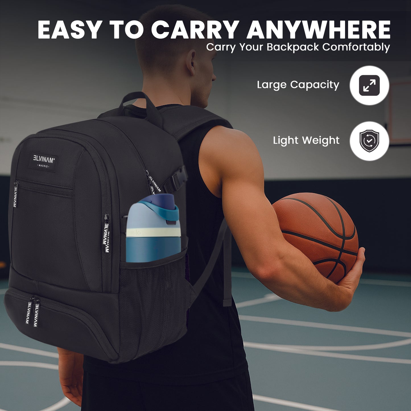 ELVINAM® Large Basketball Backpack