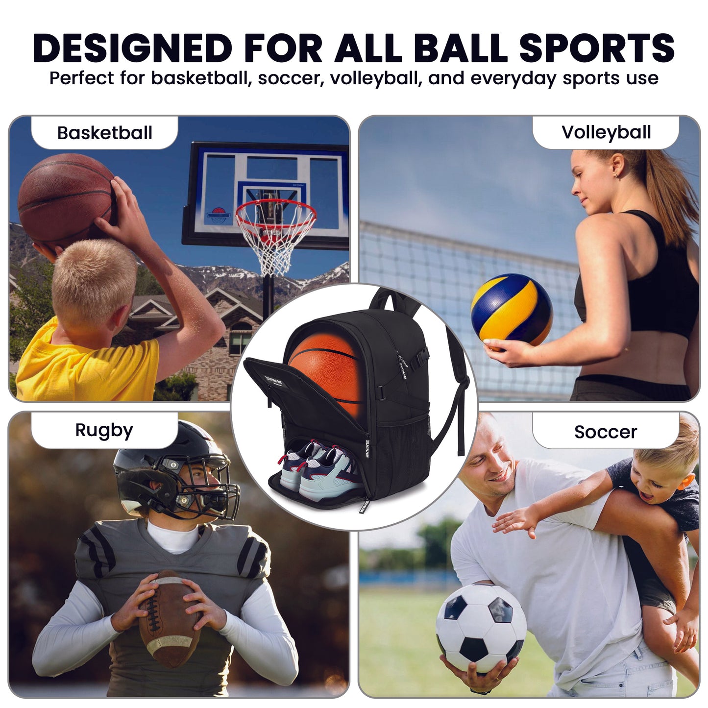 ELVINAM® Large Basketball Backpack