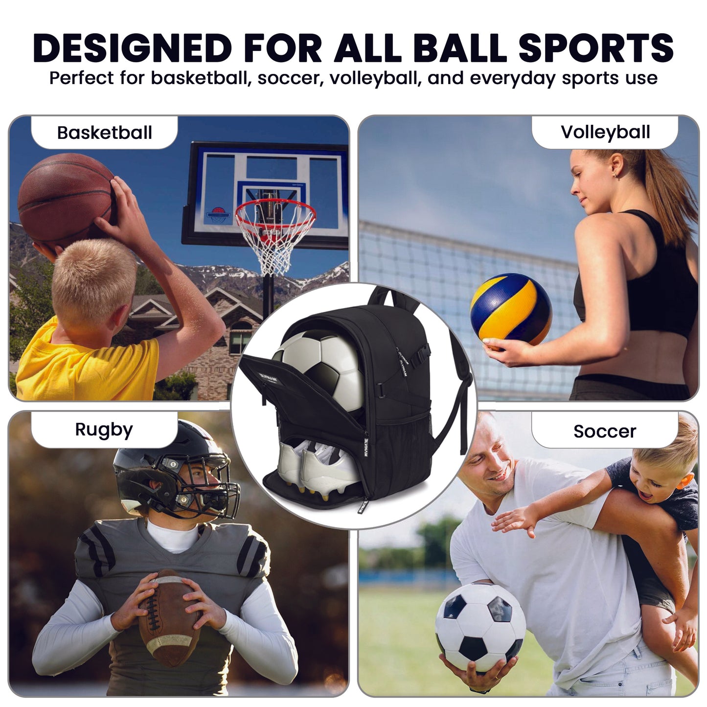 ELVINAM® Large Soccer Backpack