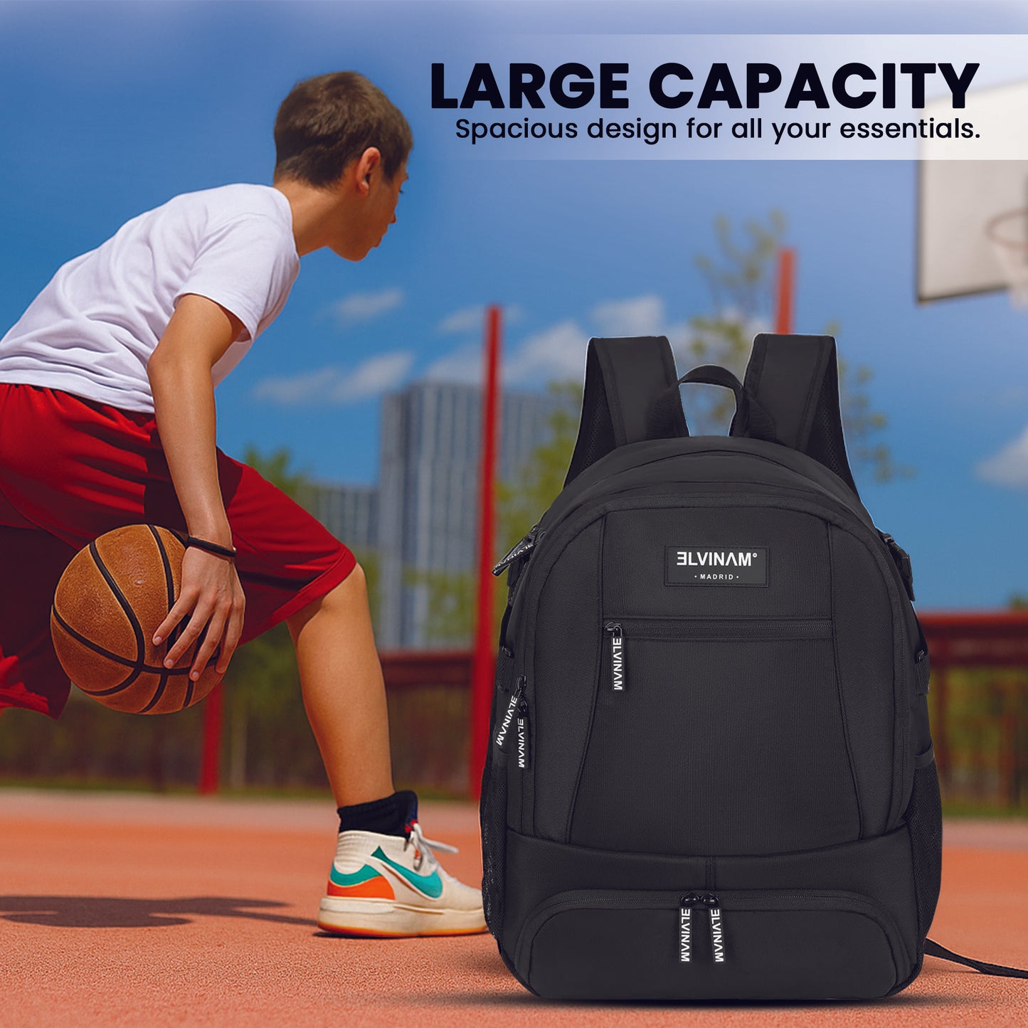 ELVINAM® Large Basketball Backpack